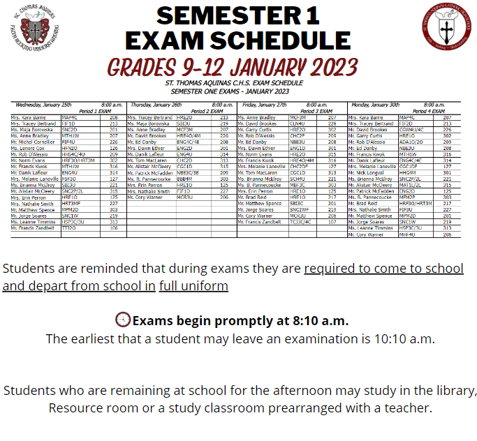 Exam Schedule